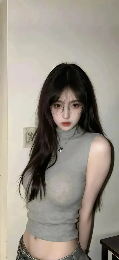 知性眼镜美女手机壁纸｜简约室内背景图片 - Ios风「哲风壁纸」