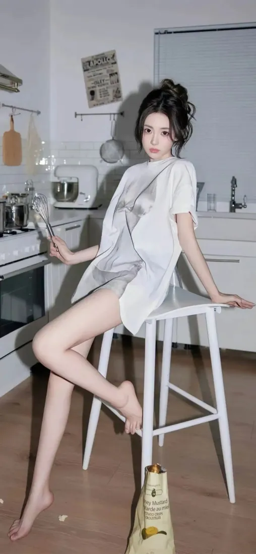 白衬衫美女手机壁纸｜居家厨房背景图片 - iOS适配「哲风壁纸」