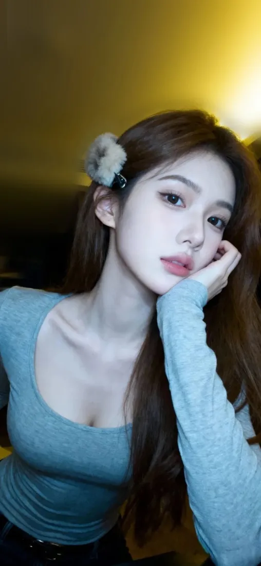 蓝衣美女手机壁纸｜暖光背景图片 - Ios专用「哲风壁纸」