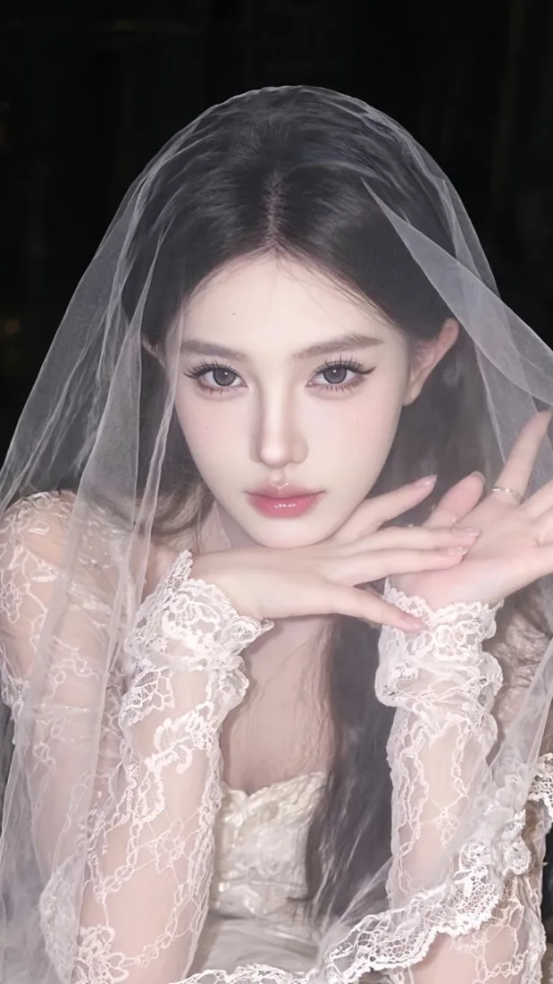 头纱美女手机壁纸｜黑色背景图片 - iOS专用「哲风壁纸」