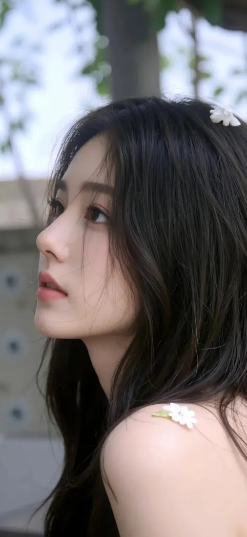 清新长发美女手机壁纸｜户外树荫背景图片 - Ios适用「哲风壁纸」