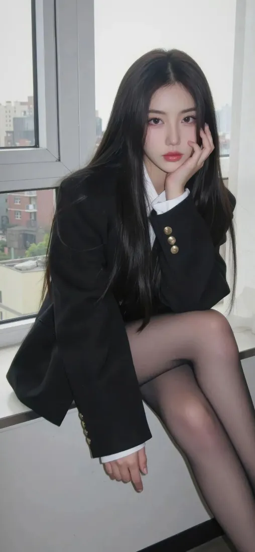 黑丝美女手机壁纸｜窗边背景图片 - 冷艳御姐「哲风壁纸」