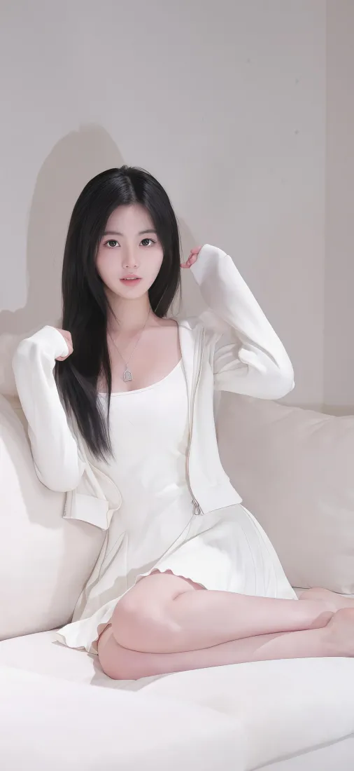 清纯美女手机壁纸｜简约沙发背景图片 - IOS风格「哲风壁纸」