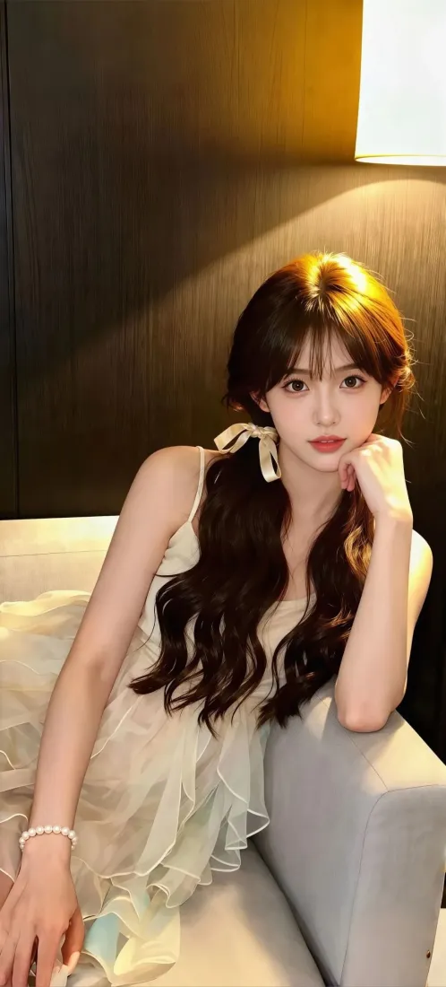 甜美美女手机壁纸｜暖光沙发背景图片 - Ios专属「哲风壁纸」