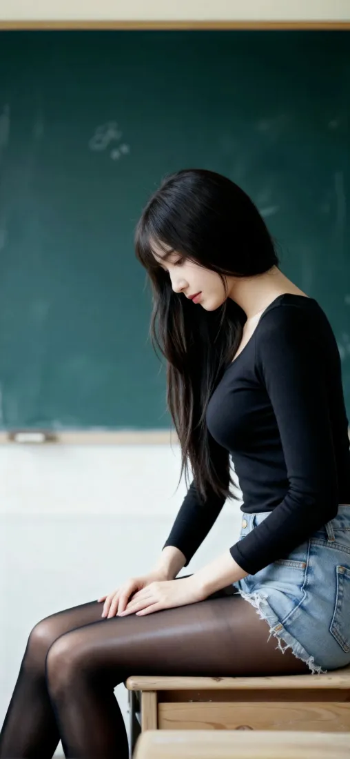 黑丝美女手机壁纸｜教室黑板背景图片 - IOS手机「哲风壁纸」