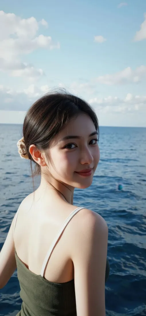 气质美女手机壁纸｜蓝天大海背景图片 - Ios风格「哲风壁纸」