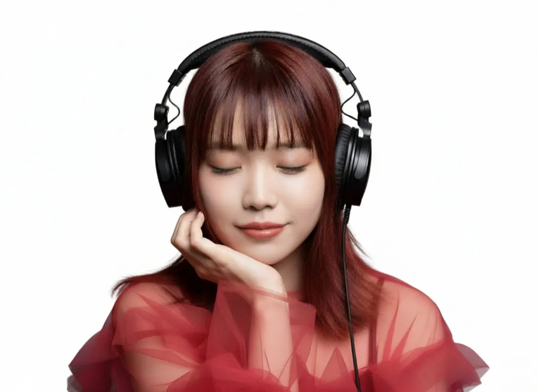 3kIU李知恩壁纸｜纯白背景图片 - 戴耳机听音乐「哲风壁纸」