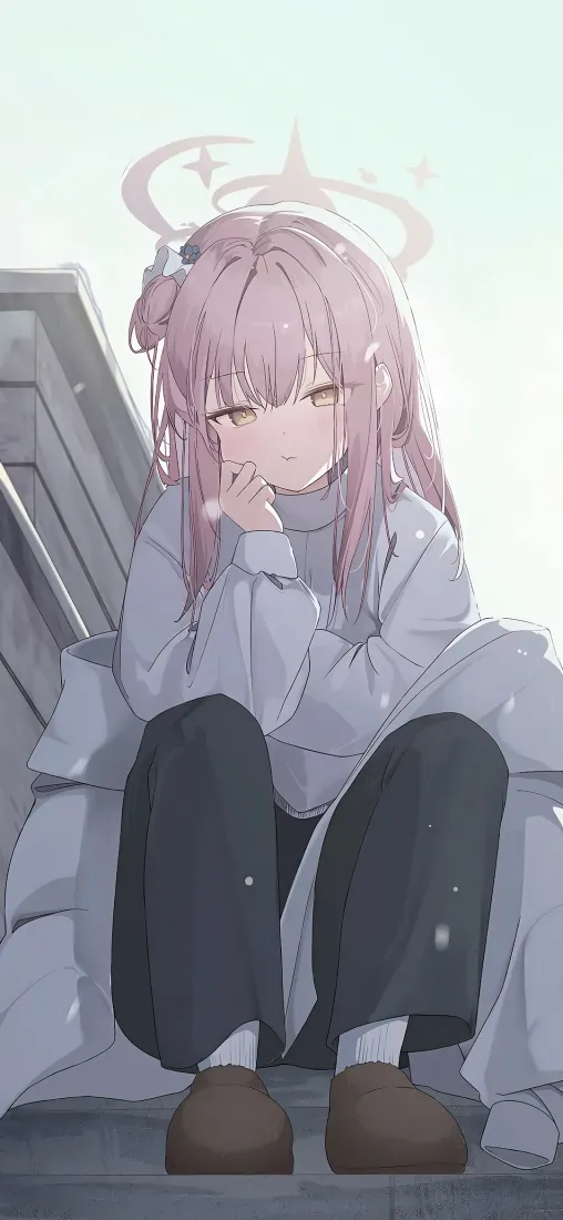 圣园未花手机壁纸｜天台清冷背景图片 - 蓝色档案「哲风壁纸」