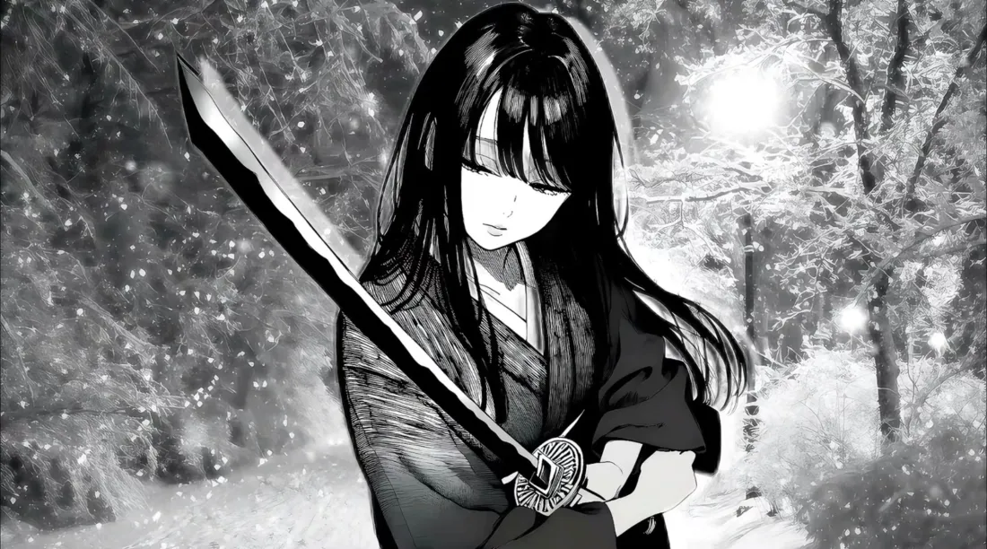 2k和服女剑士壁纸｜雪地森林背景图片 - 冷飒二次元「哲风壁纸」