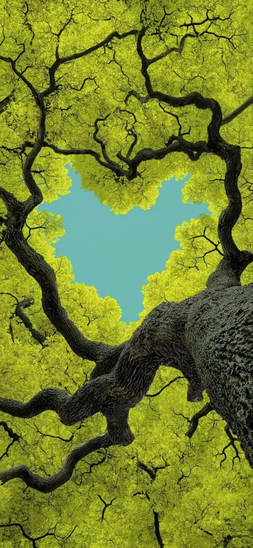 爱心树手机壁纸｜自然风景背景图片 - 清新治愈创意「哲风壁纸」