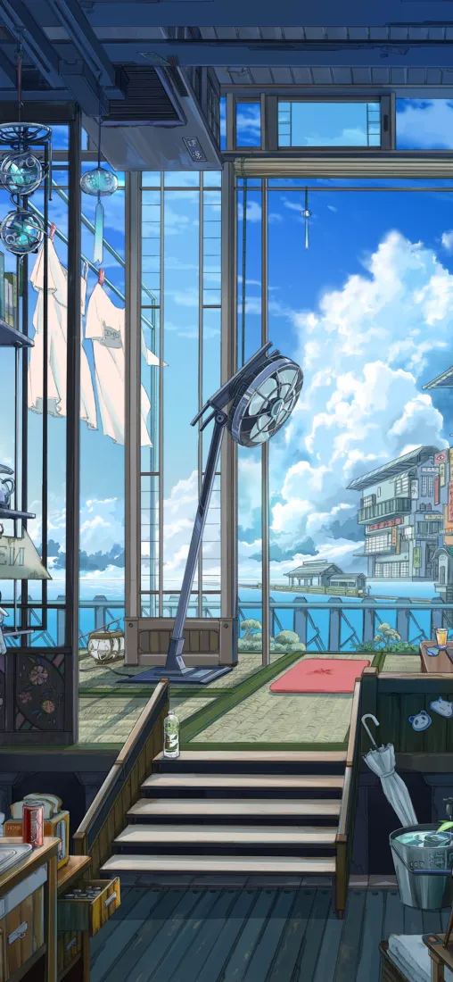 海边小屋手机壁纸｜蓝天海景背景图片 - 日系清新「哲风壁纸」