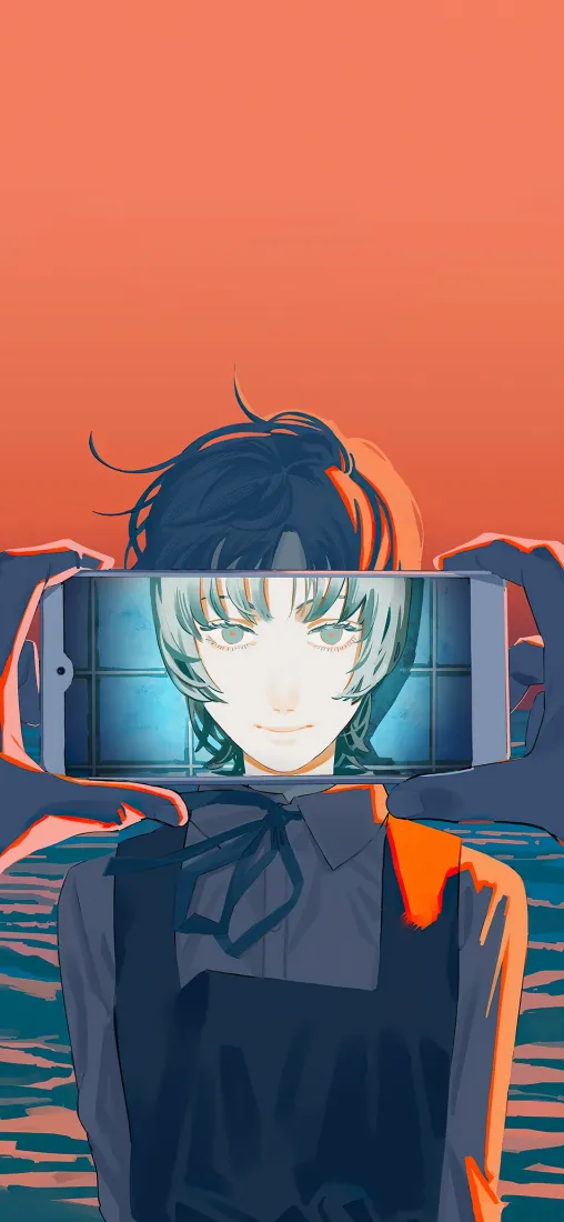 再见绘梨手机壁纸｜橙红海边背景图片 - 少女绘梨「哲风壁纸」