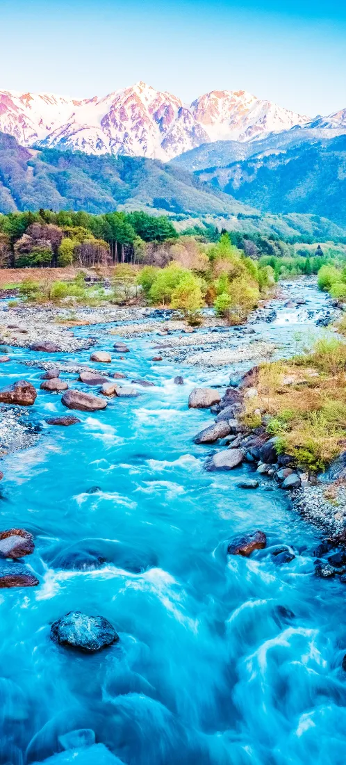 雪山江流手机壁纸｜自然风光背景图片 - 清新治愈「哲风壁纸」