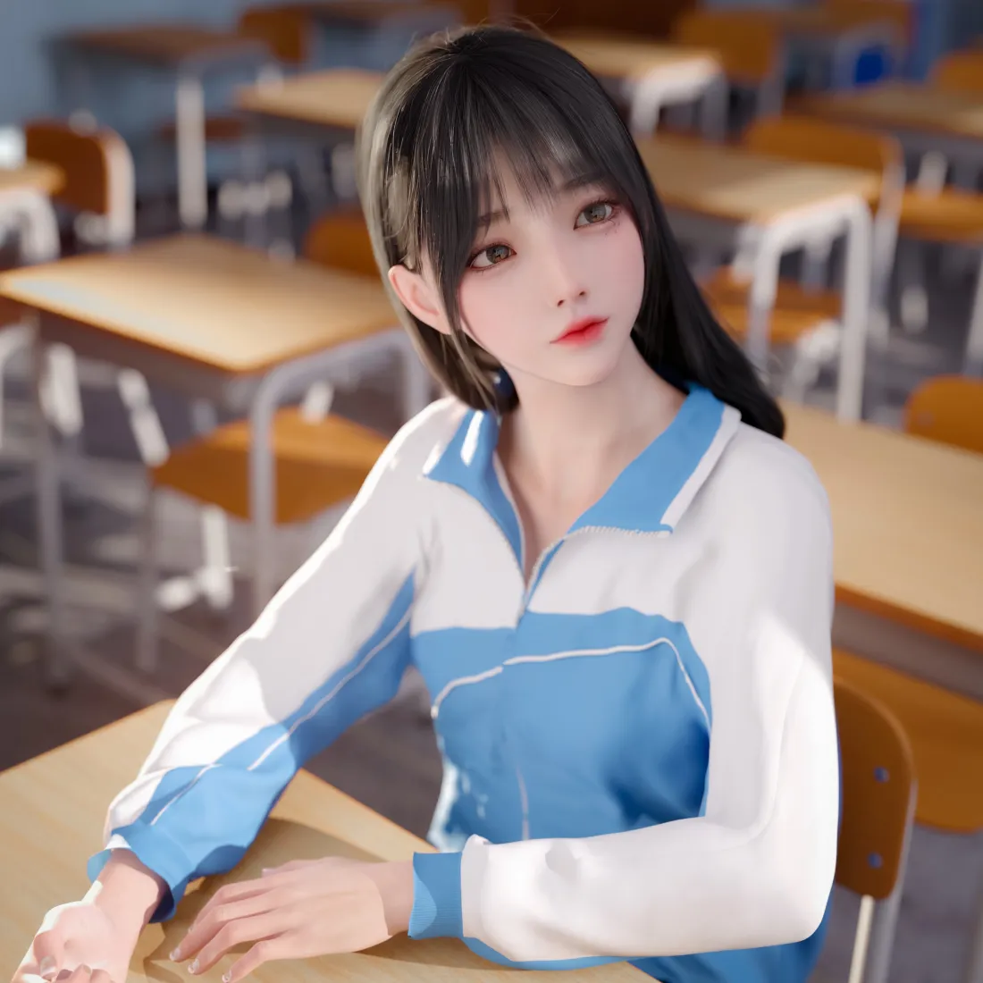 清纯校服少女手机壁纸｜教室背景图片 - AI人像「哲风壁纸」