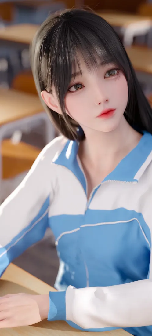 校服少女手机壁纸｜教室背景图片 - 3D清纯二次元「哲风壁纸」