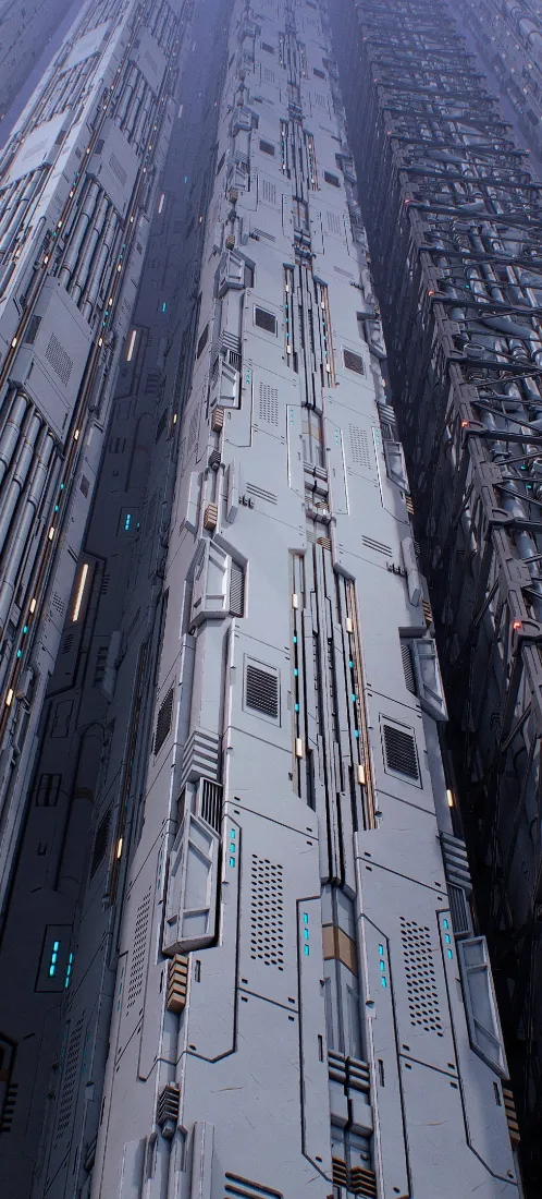 未来电梯手机壁纸｜科幻摩天楼背景图片 - 赛博科技风「哲风壁纸」