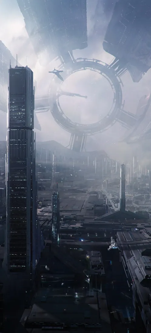 未来城市手机壁纸｜科幻背景图片 - 赛博风建筑群「哲风壁纸」