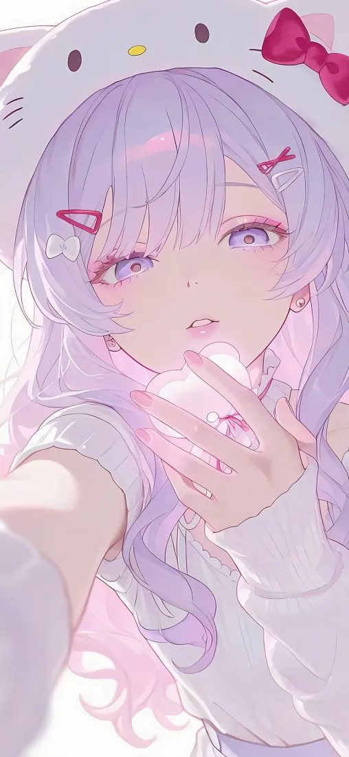 凯蒂猫手机壁纸｜淡紫色少女背景图片 - 软萌可爱「哲风壁纸」