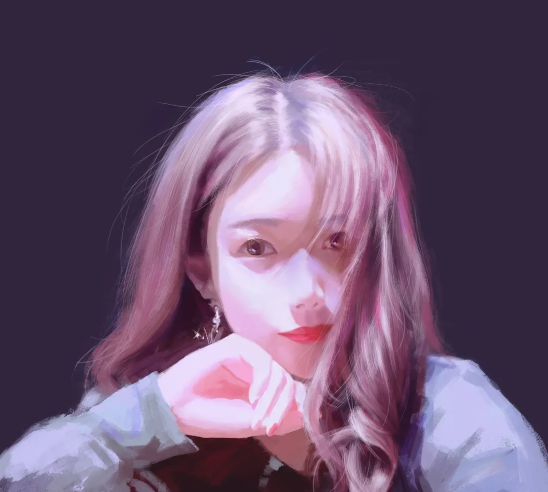 4k长发少女壁纸｜深色背景图片 - 粉色光影氛围感「哲风壁纸」