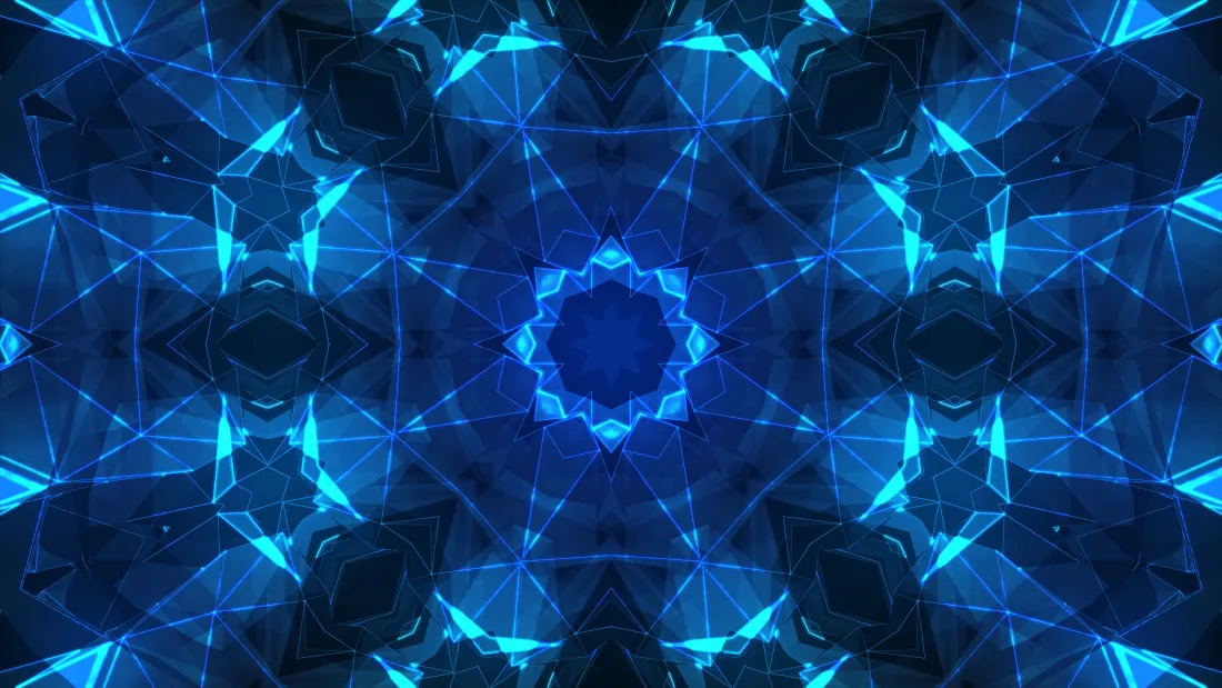 4k万花筒壁纸｜蓝色几何背景图片 - 抽象发光科技「哲风壁纸」