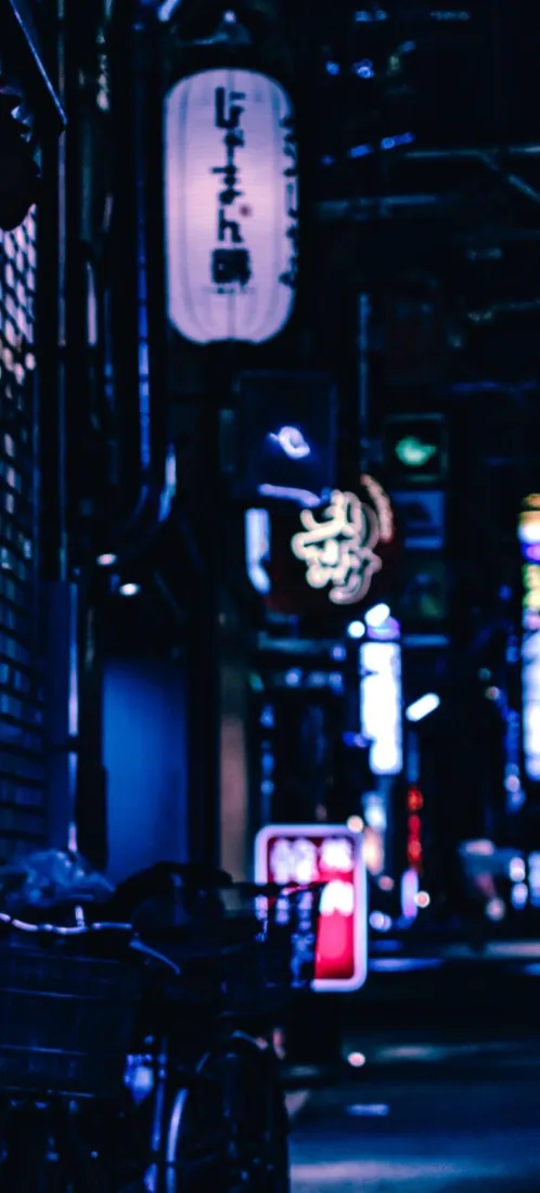 日式街景手机壁纸｜夜晚背景图片 - 冷调氛围感「哲风壁纸」
