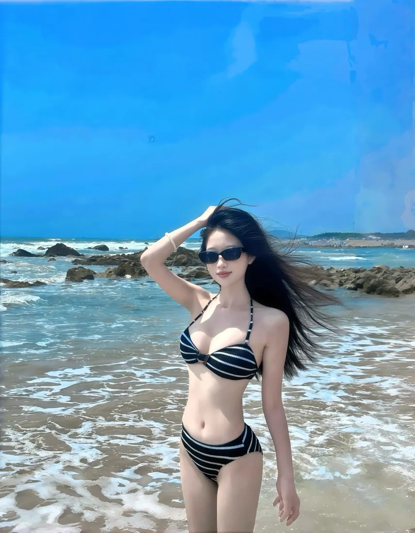 泳装美女手机壁纸｜海滩背景图片 - 夏日度假随拍「哲风壁纸」