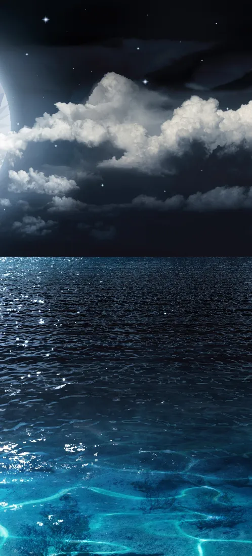 海洋手机壁纸｜夜空海面背景图片 - 静谧氛围感「哲风壁纸」