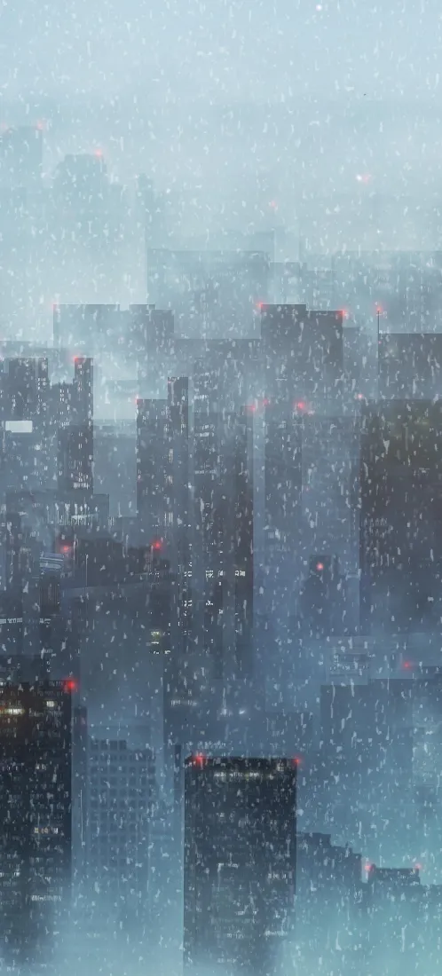 雪天城市手机壁纸｜高楼建筑群背景图片 - 清冷氛围感「哲风壁纸」