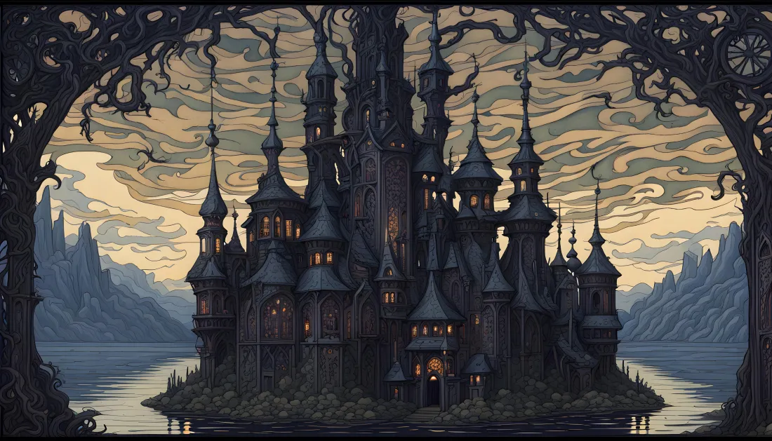 5k黑色城堡壁纸｜奇幻风景背景图片 - 哥特风「哲风壁纸」