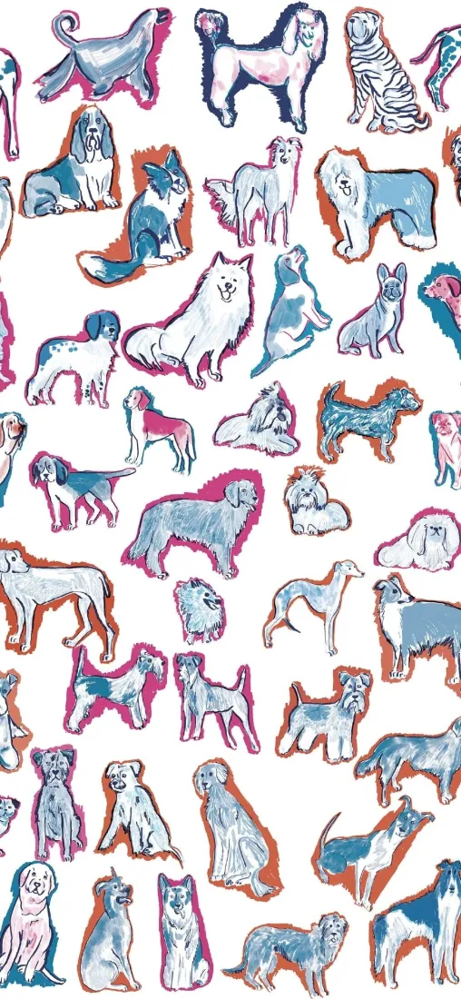 可爱小狗手机壁纸｜手绘萌宠背景图片 - 治愈清新「哲风壁纸」