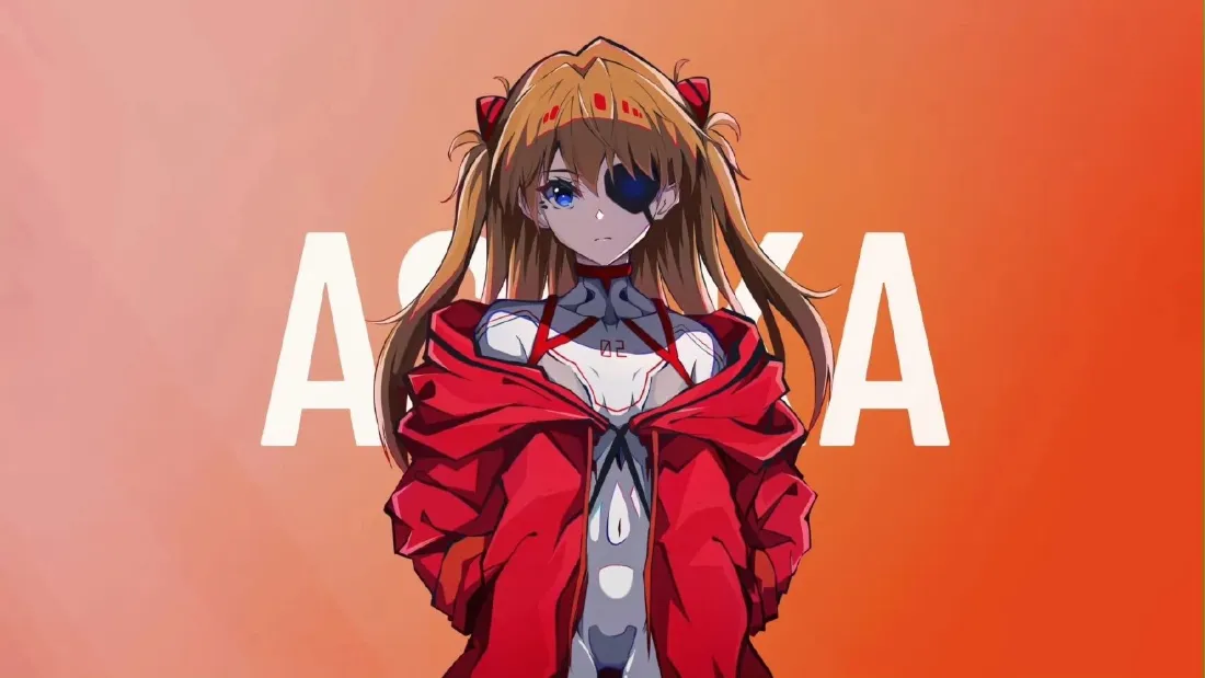 2k明日香壁纸｜橙红渐变背景图片 - 新世纪福音战士「哲风壁纸」