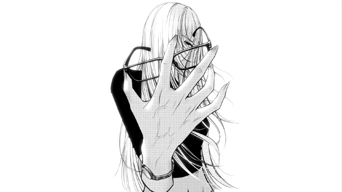 2k长发少女壁纸｜黑白线稿背景图片 - 二次元手绘「哲风壁纸」