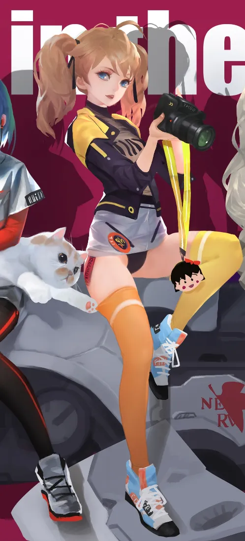 明日香手机壁纸｜潮服少女背景图片 - EVA同人插画「哲风壁纸」