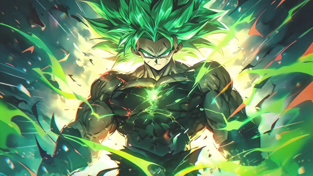 3k布罗利壁纸｜绿色气焰背景图片 - 七龙珠「哲风壁纸」