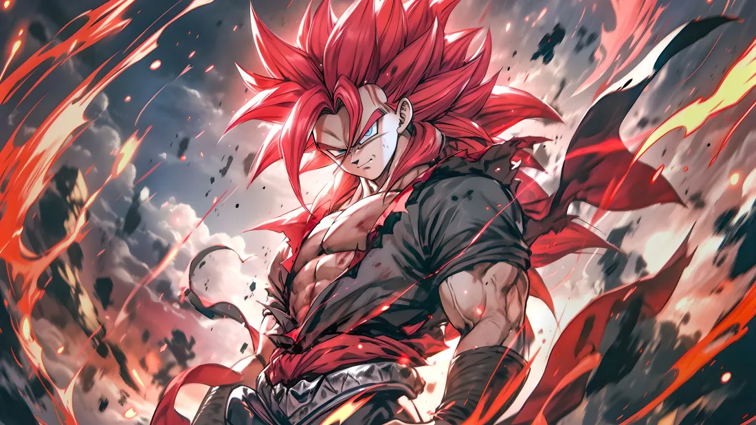 3k超级赛亚人4壁纸｜爆裂火焰背景图片 - 七龙珠「哲风壁纸」