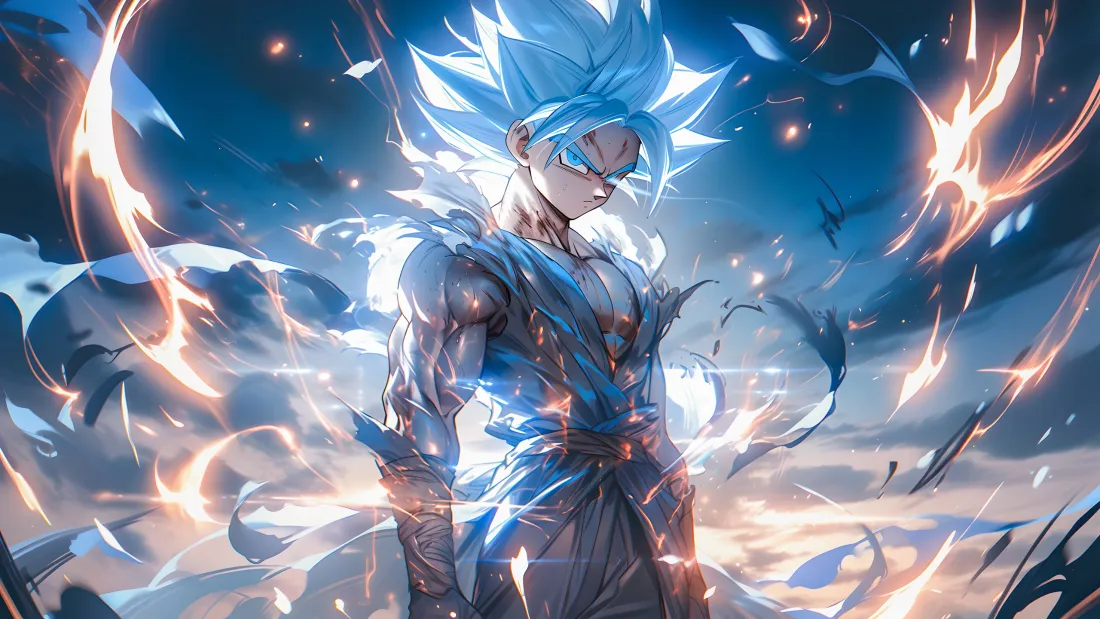 3k自在极意功悟空壁纸｜雷光背景图片 - 七龙珠「哲风壁纸」