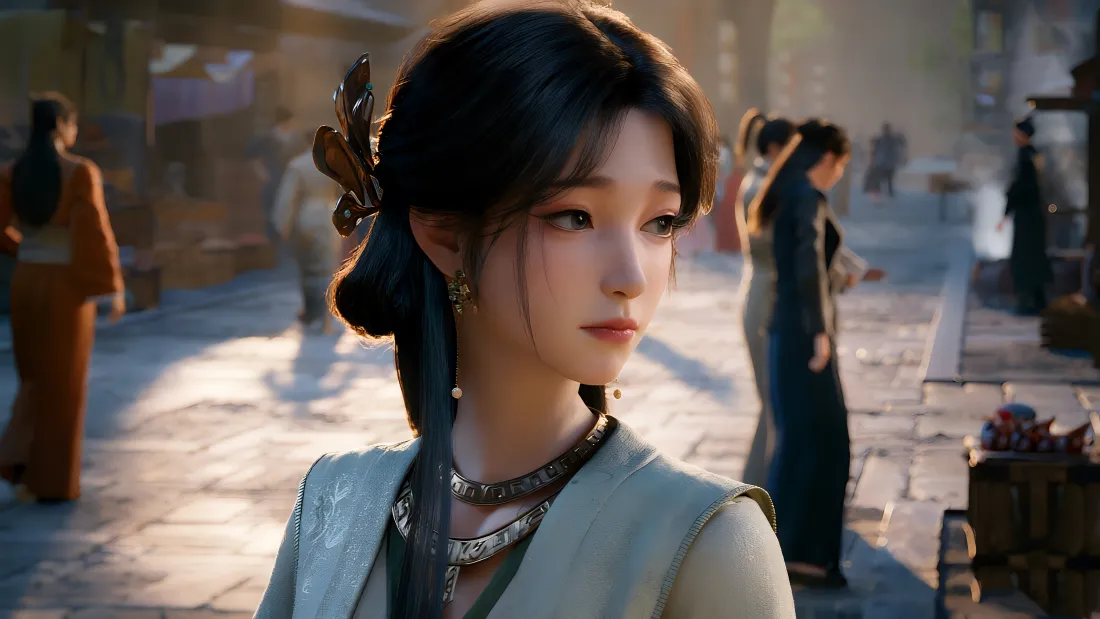 4k宋玉壁纸｜凡人修仙传背景图片 - 古风街巷侧颜少女「哲风壁纸」