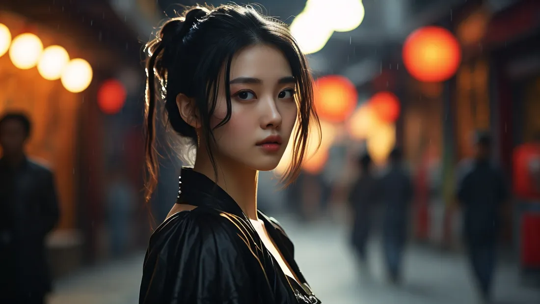 3k古风侠女壁纸｜古街夜景背景图片 - AI古风「哲风壁纸」