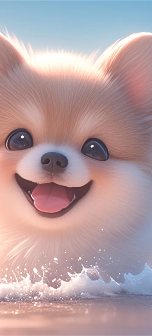 可爱小狗手机壁纸｜海边沙滩背景图片 - 治愈软萌「哲风壁纸」