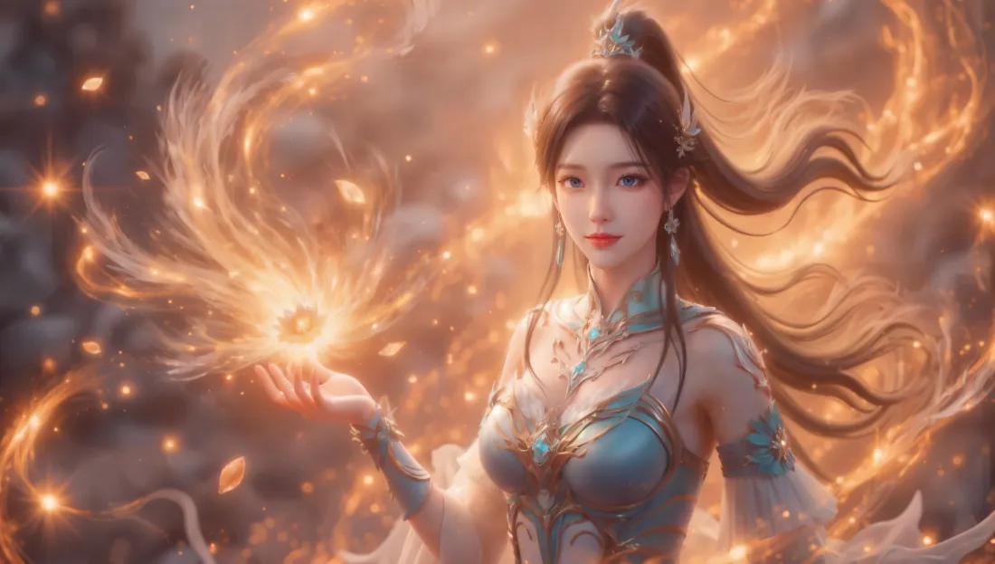 6k萧薰儿壁纸｜金色火光背景图片 - 斗破苍穹「哲风壁纸」