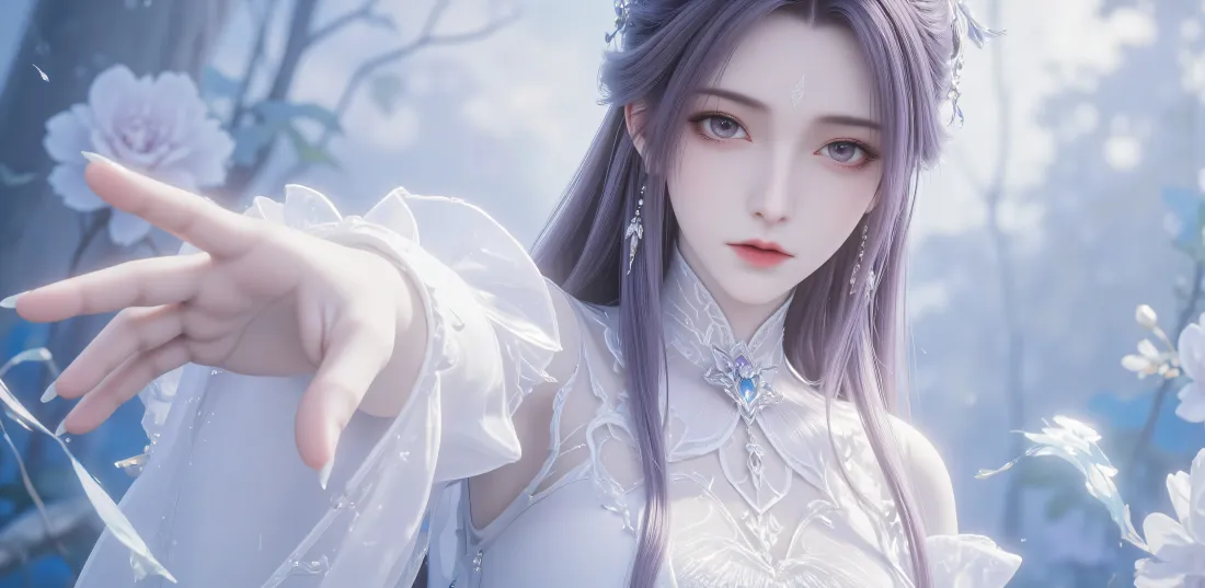 8k陆雪琪壁纸｜林间白花背景图片 - 诛仙清冷美人「哲风壁纸」