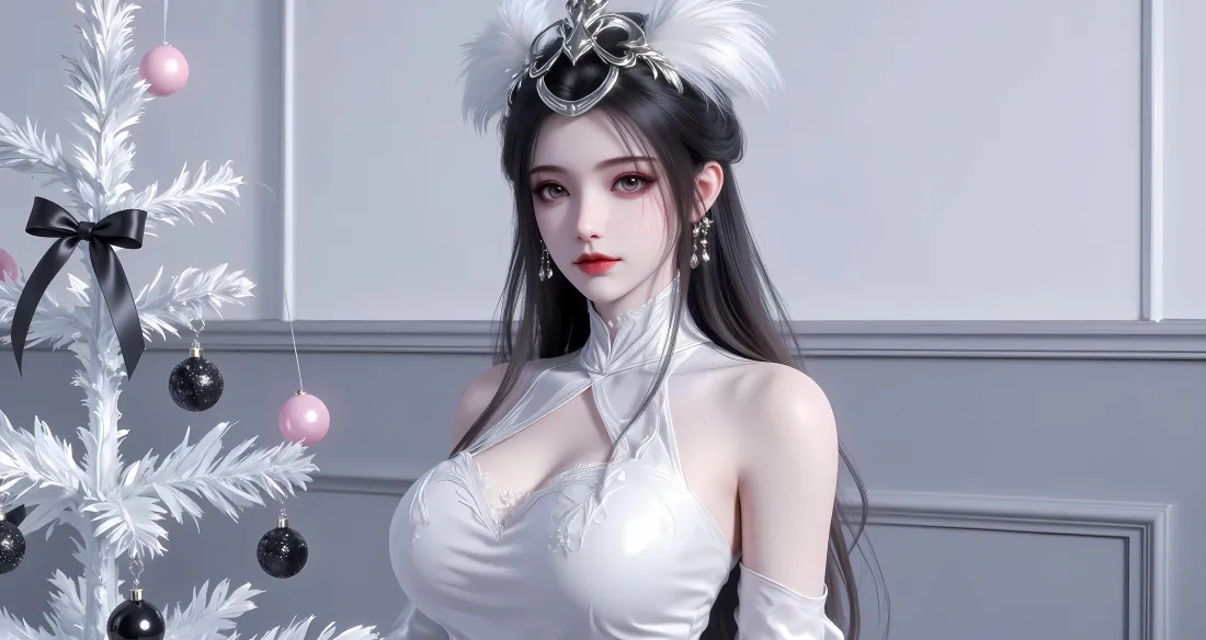 6k陆嫁嫁壁纸｜白色圣诞树背景图片 - 神国之上「哲风壁纸」