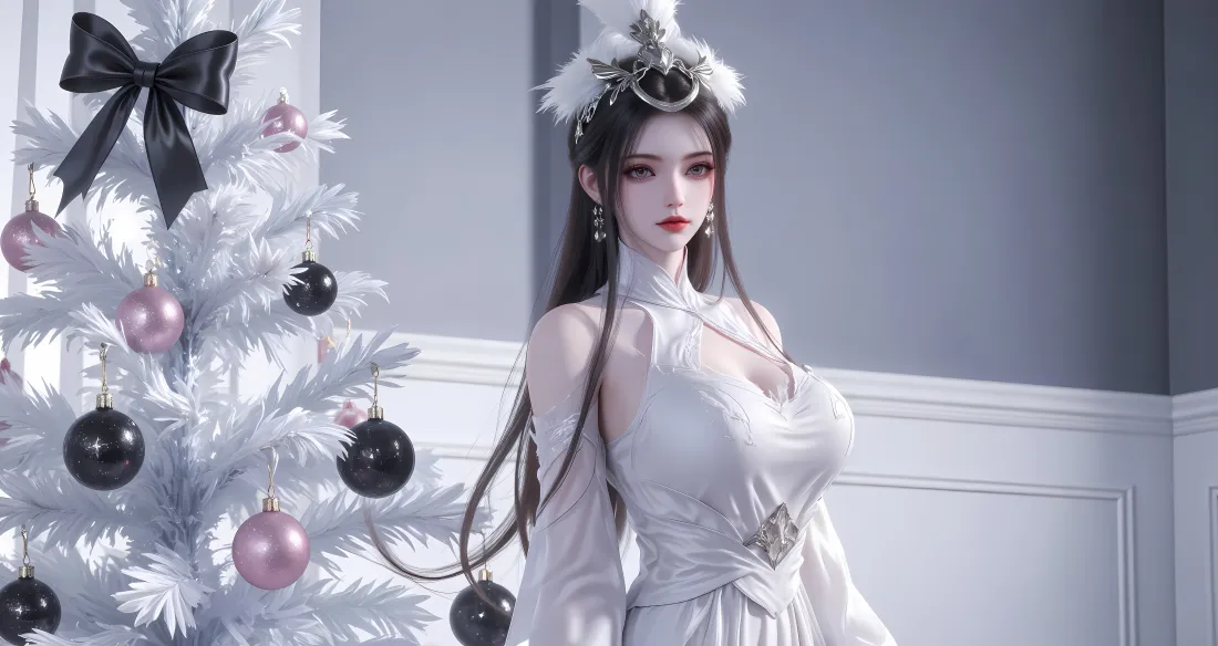 6k陆嫁嫁壁纸｜白色圣诞树背景图片 - 神国之上「哲风壁纸」