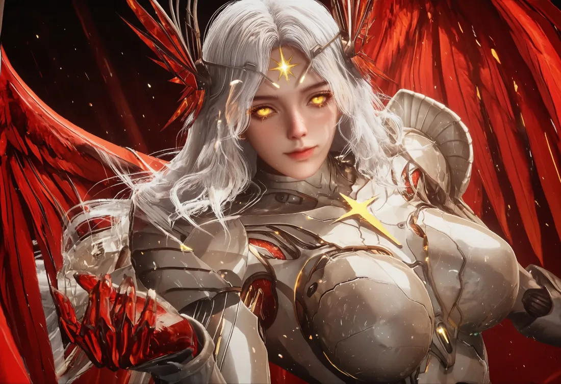 2k星幻王壁纸｜吞噬星空背景图片 - 金瞳战甲女神「哲风壁纸」