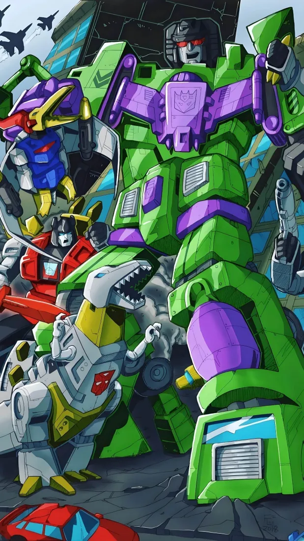 G1变形金刚手机壁纸｜机甲群像背景图片 - 经典怀旧动画「哲风壁纸」