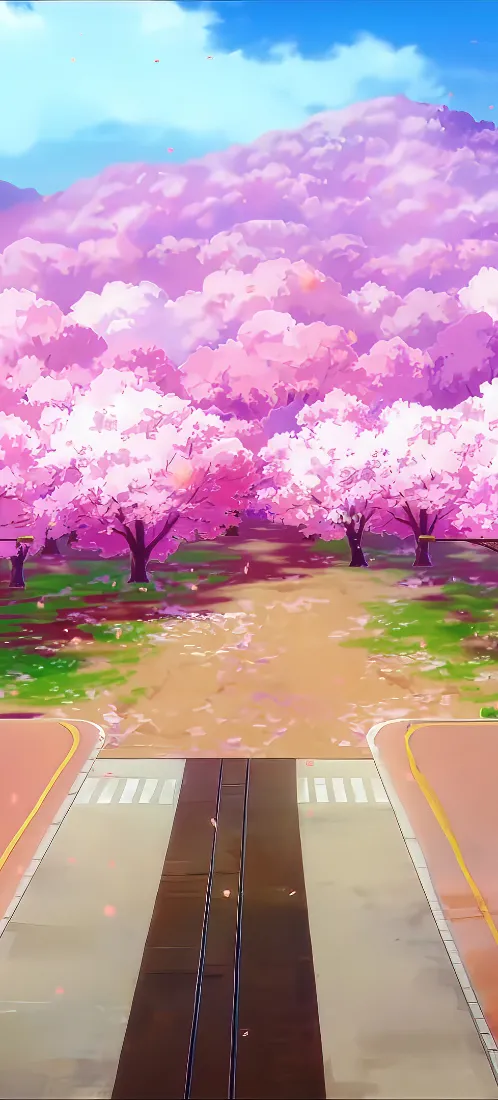 桃花劫手机壁纸｜林间花路背景图片 - 治愈春日风光「哲风壁纸」