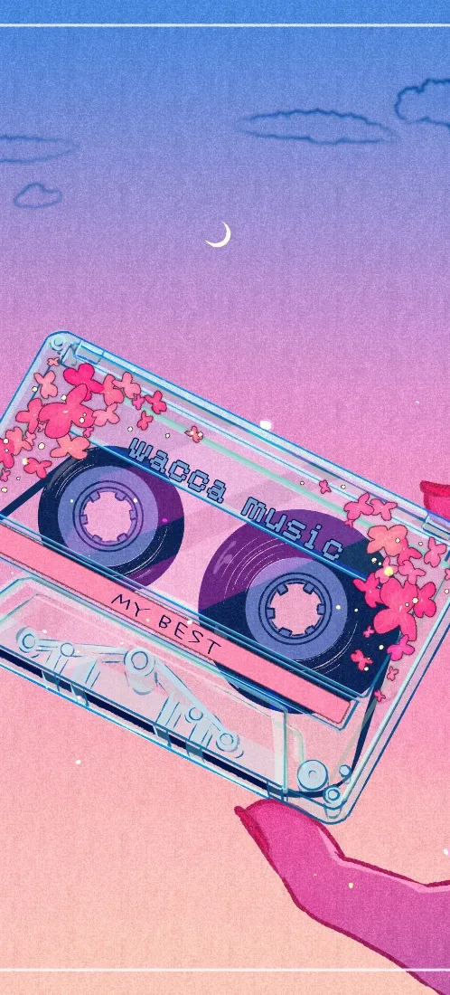 复古磁带手机壁纸｜粉紫天空背景图片 - 年代感怀旧「哲风壁纸」