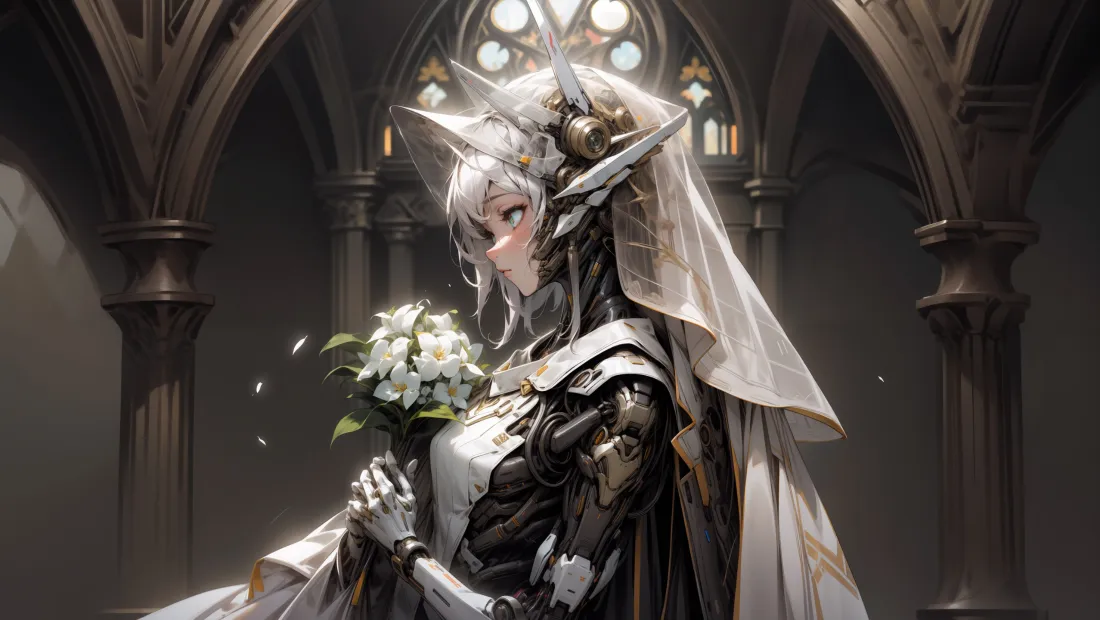 3k机械姬壁纸｜教堂背景图片 - 4K机甲新娘「哲风壁纸」