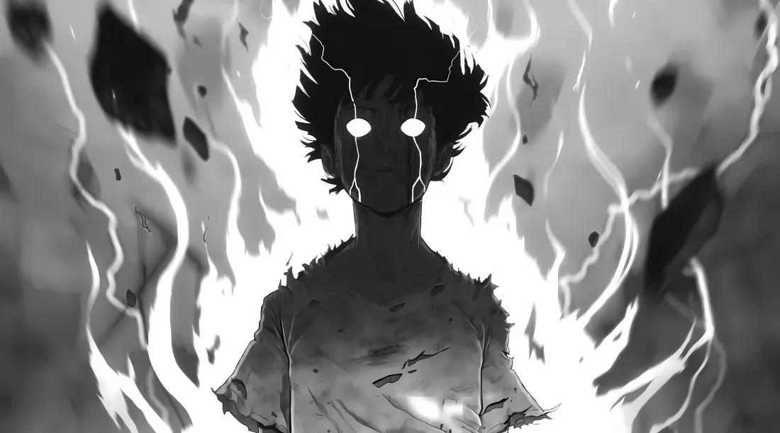 5k影山茂夫壁纸｜闪电背景图片 - 黑白超能力特效「哲风壁纸」