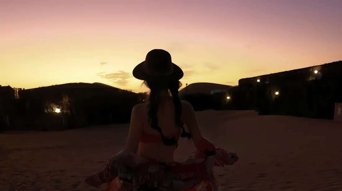 5k虞书欣壁纸｜黄昏沙滩背景图片 - 浪漫氛围感「哲风壁纸」